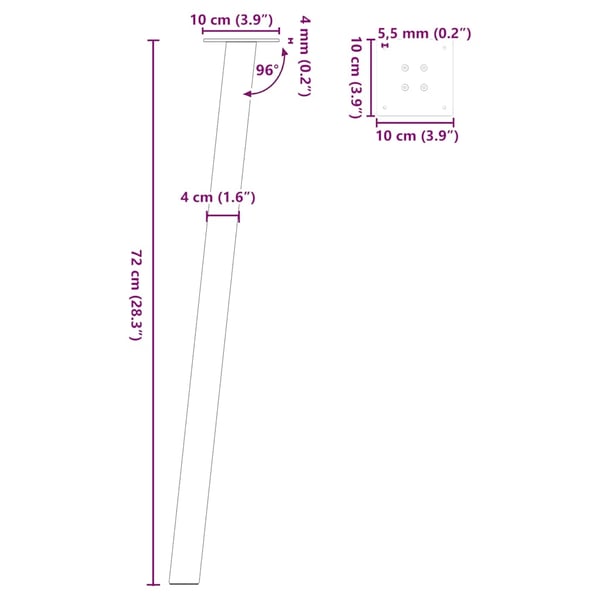 vidaXL konsolbordben 4 stk. sort 72 cm stål