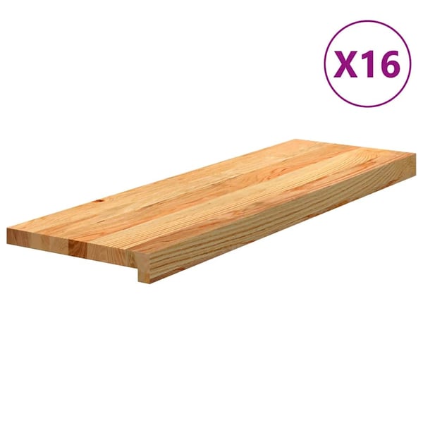 vidaXL trappemåtter 16 stk. lysebrun 80x25x2 cm massivt egetræ