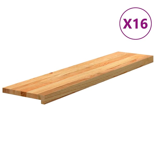 vidaXL trappemåtter 16 stk. lysebrun 110x25x2 cm massivt egetræ