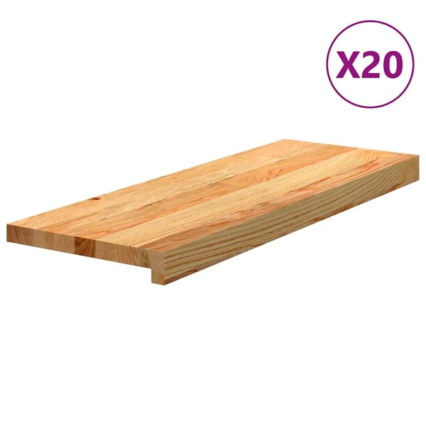 vidaXL trappemåtter 20 stk. lysebrun 70x30x2 cm massivt egetræ