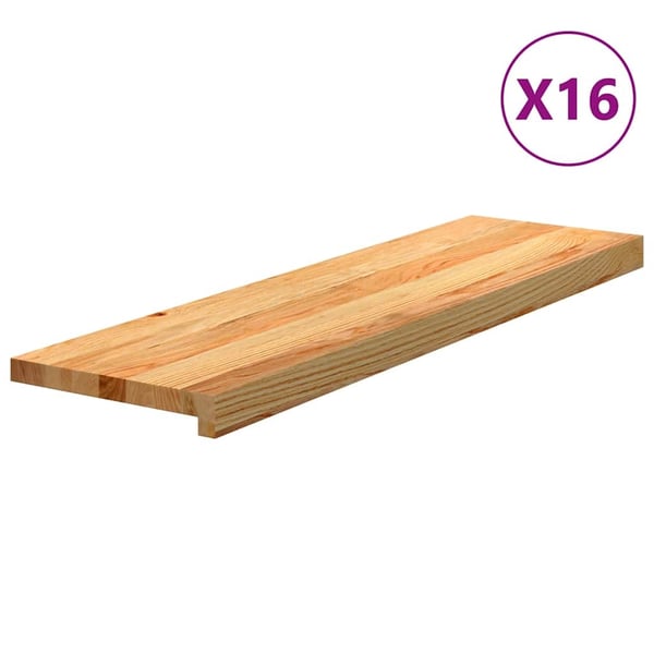 vidaXL trappemåtter 16 stk. lysebrun 90x25x2 cm massivt egetræ