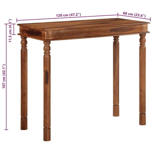 vidaXL Barbord 120x60x107 cm heltre akasie