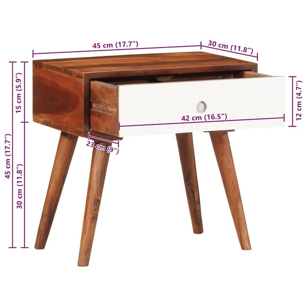 vidaXL Sidebord 45x30x45 cm heltre akasie