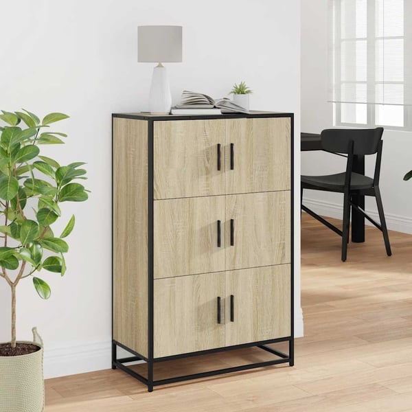 vidaXL Highboard sonoma eik 68x35x106,5 cm konstruert tre og metall