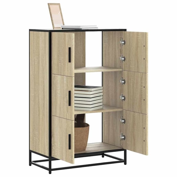 vidaXL Highboard sonoma eik 68x35x106,5 cm konstruert tre og metall