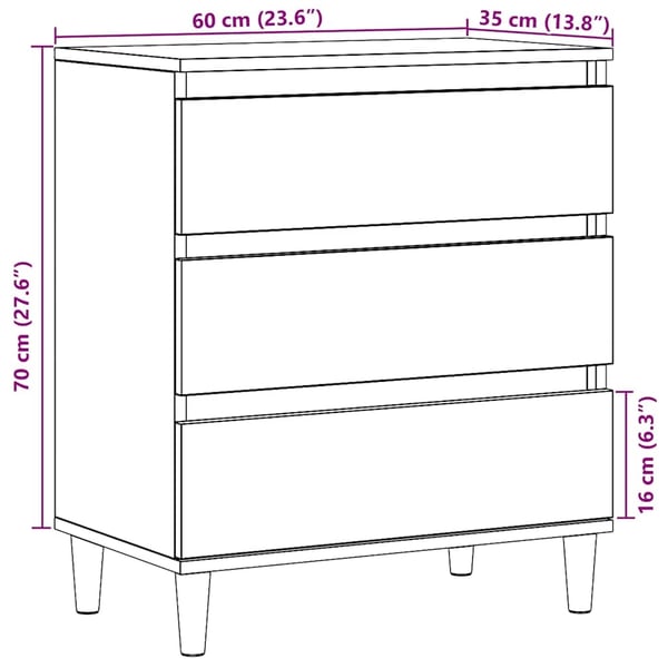 vidaXL Skjenk artisan eik 60x35x70 cm konstruert tre