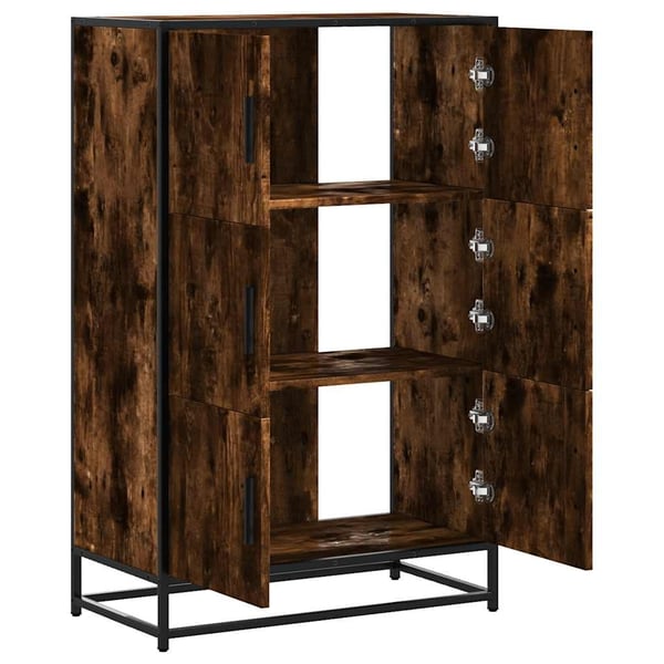 vidaXL skab 68x35x106,5 cm konstrueret træ og metal røget egetræsfarve