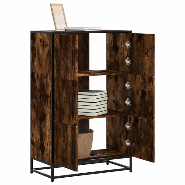 vidaXL skab 68x35x106,5 cm konstrueret træ og metal røget egetræsfarve