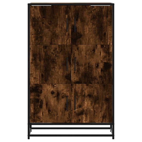 vidaXL skab 68x35x106,5 cm konstrueret træ og metal røget egetræsfarve
