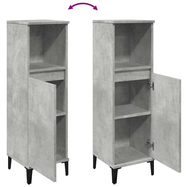 vidaXL Baderomsskap betonggrå 30x30x100 cm konstruert tre