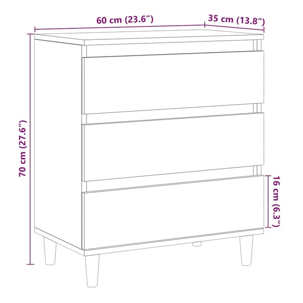 vidaXL Skjenk gammelt tre 60x35x70 cm konstruert tre