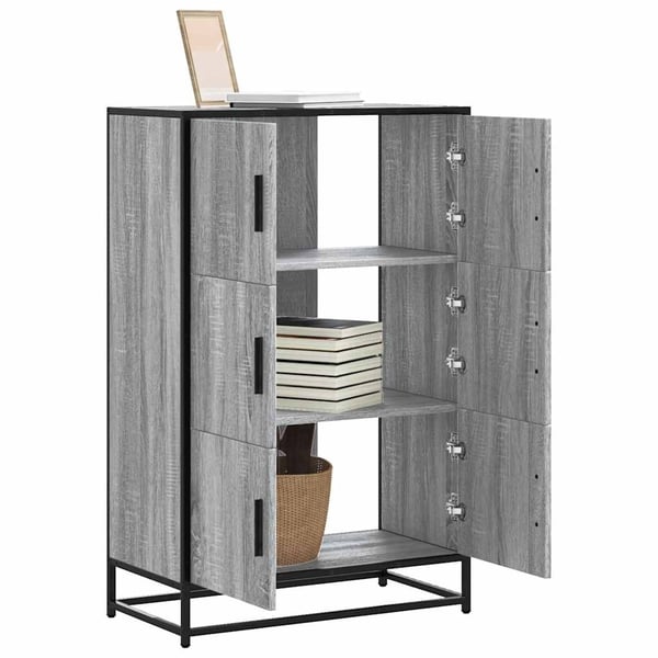 vidaXL Highboard grå sonoma 68x35x106,5 cm konstruert tre og metall