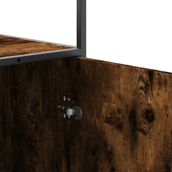 vidaXL Highboard røkt eik 68x35x139 cm konstruert tre og metall