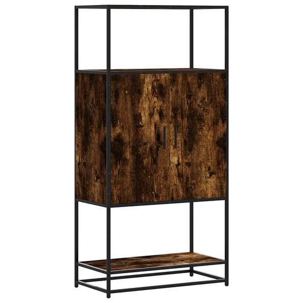 vidaXL Highboard røkt eik 68x35x139 cm konstruert tre og metall
