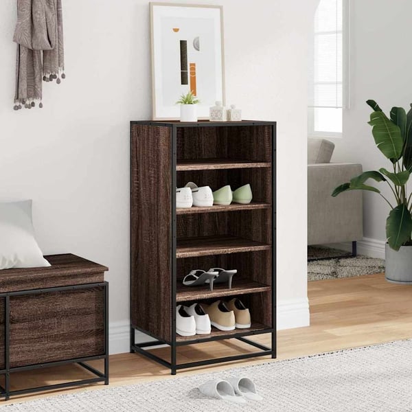 vidaXL Skohylle brun eik 48x38x97,5 cm konstruert tre