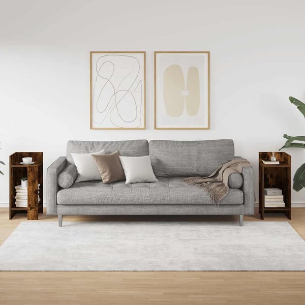 vidaXL Sidebord 2 stk med hylle røkt eik 25,5x27x60 cm