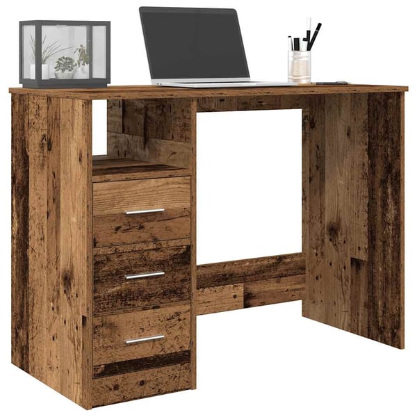 vidaXL Skrivebord gammelt tre 102x50x76 cm konstruert tre