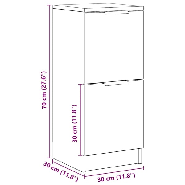 vidaXL Skjenk artisan eik 30x30x70 cm konstruert tre