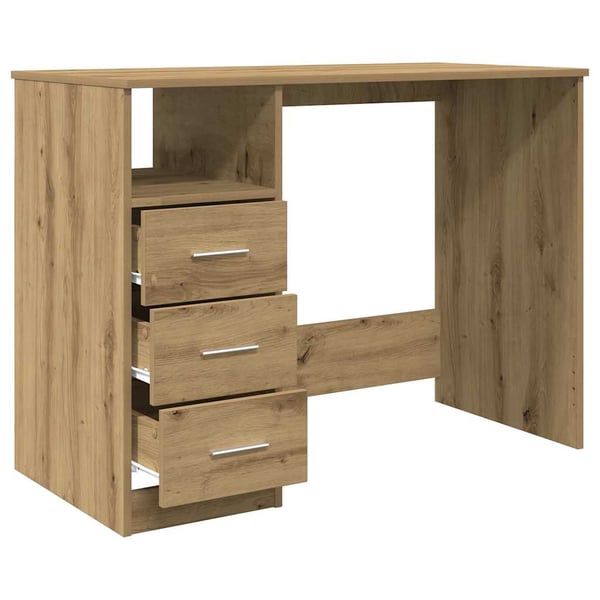 vidaXL Skrivebord artisan eik 102x50x76 cm konstruert tre