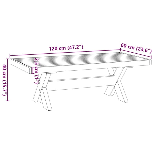 vidaXL Salongbord NOAIN X-formede ben 120x60x40 cm heltre furu