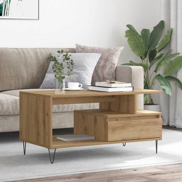 vidaXL Salongbord artisan eik 90x49x45 cm konstruert tre