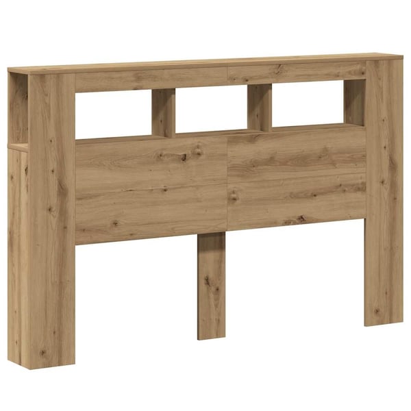 vidaXL sengegavl m. LED-lys 160x18,5x103,5 cm konstrueret træ kunsteg