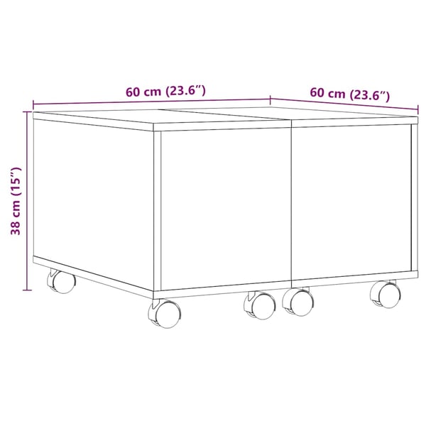 vidaXL Salongbord artisan eik 60x60x38 cm konstruert tre