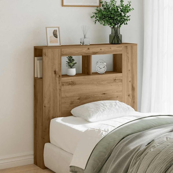 vidaXL Sengegavl med LED artisan eik 100x18,5x103,5 cm konstruert tre