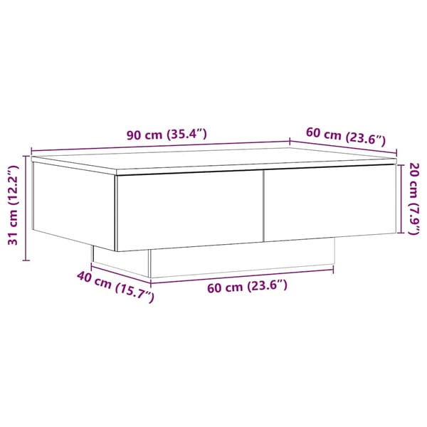 vidaXL Salongbord artisan eik 90x60x31 cm konstruert tre