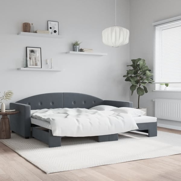 vidaXL daybed med udtræk 90x200 cm velour mørkegrå