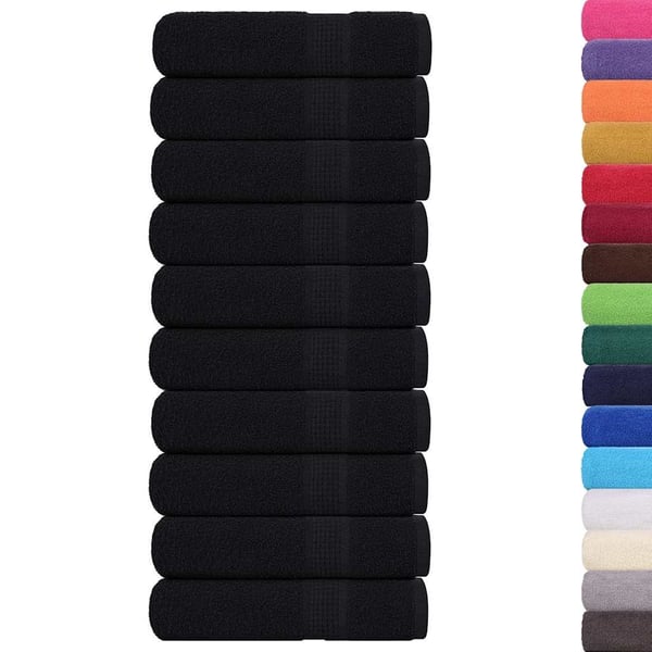 vidaXL Håndklær FROGN 10 stk svart 50x100 cm 360 gsm