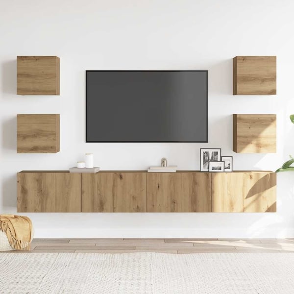 vidaXL Vegghengte TV-benker 6 stk artisan eik konstruert tre