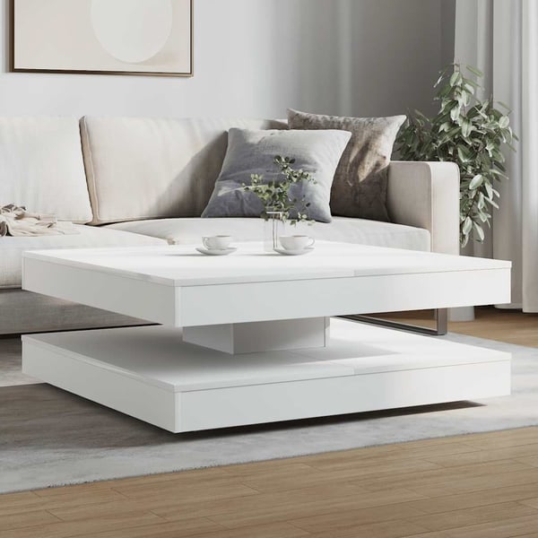 vidaXL Salongbord 360-graders roterbart hvit 90x90x34,5 cm