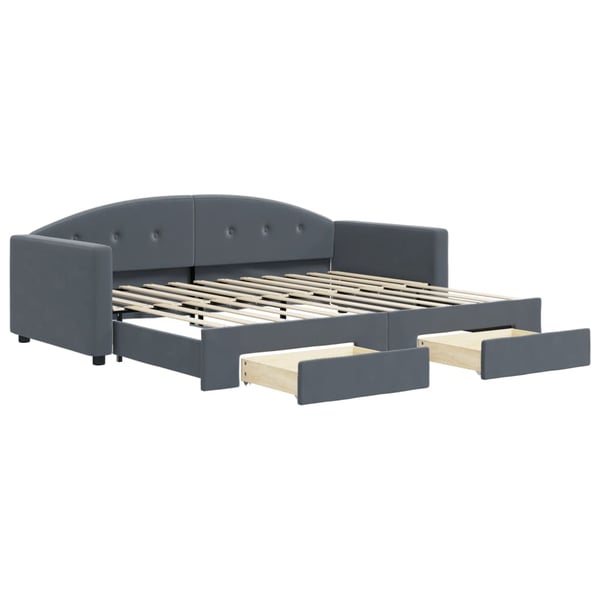 vidaXL daybed med udtræk og skuffer 90x200 cm velour mørkegrå