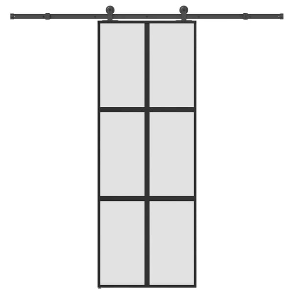vidaXL Skjutdörr med beslagset härdat glas och aluminium 76x205 cm