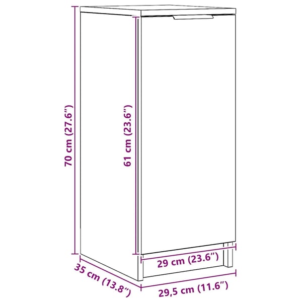 vidaXL Skohylle artisan eik 29,5x35x70 cm konstruert tre