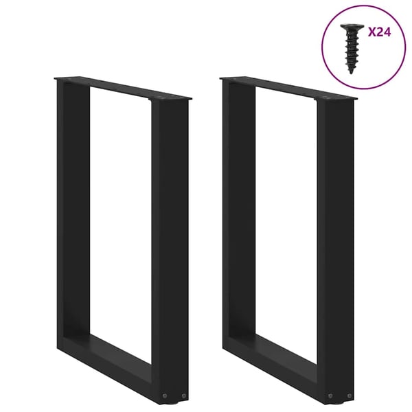 vidaXL Spisebordben U-formet 2 stk svart 60 x (72-73) cm stål