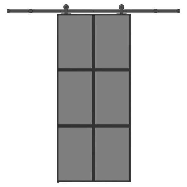vidaXL skydedør med hardwaresæt 90x205 cm hærdet glas og aluminium