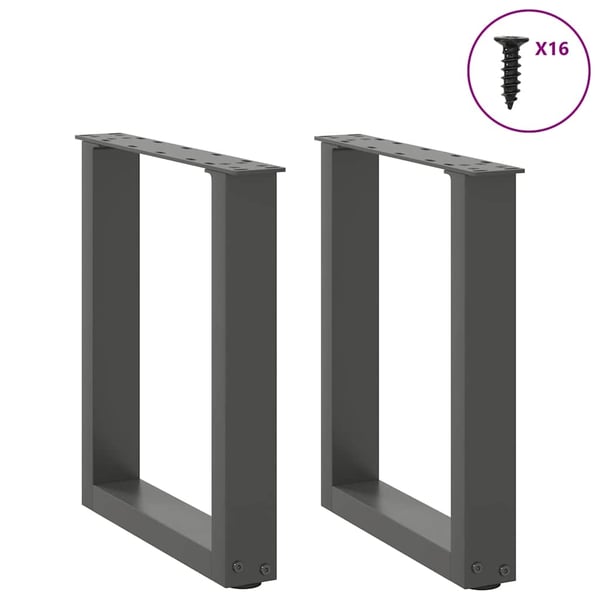vidaXL Salongbordben U-formet 2 stk antrasitt 28 x (42-43) cm stål