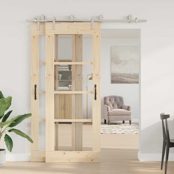 vidaXL hardwarekit til skydedør 183 cm rustfrit stål sølvfarvet