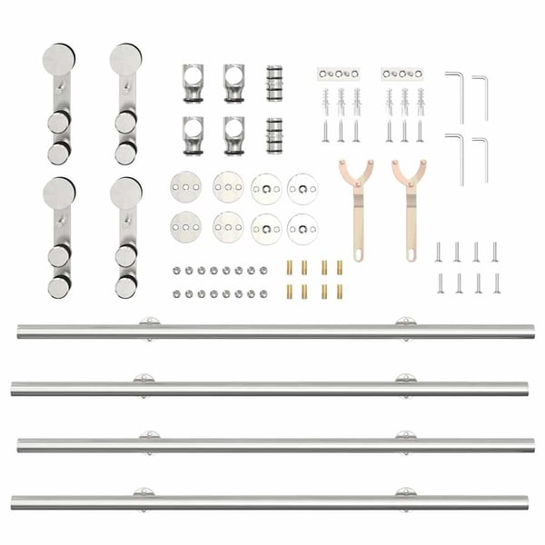 vidaXL hardwarekit til skydedør 183 cm rustfrit stål sølvfarvet
