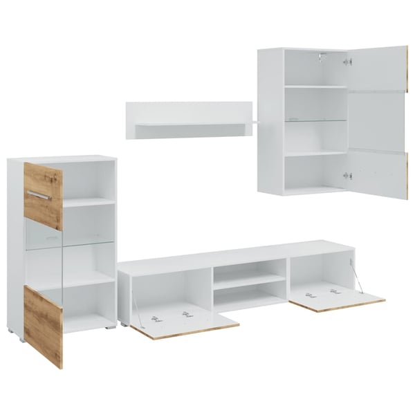 vidaXL TV-enheter med LED 5 deler artisan eik konstruert tre