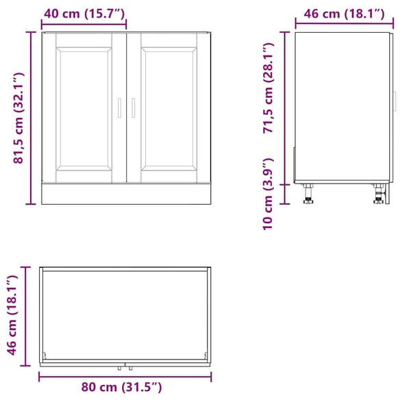 vidaXL underskab til vask Porto 80x46x81,5 cm antikt træ