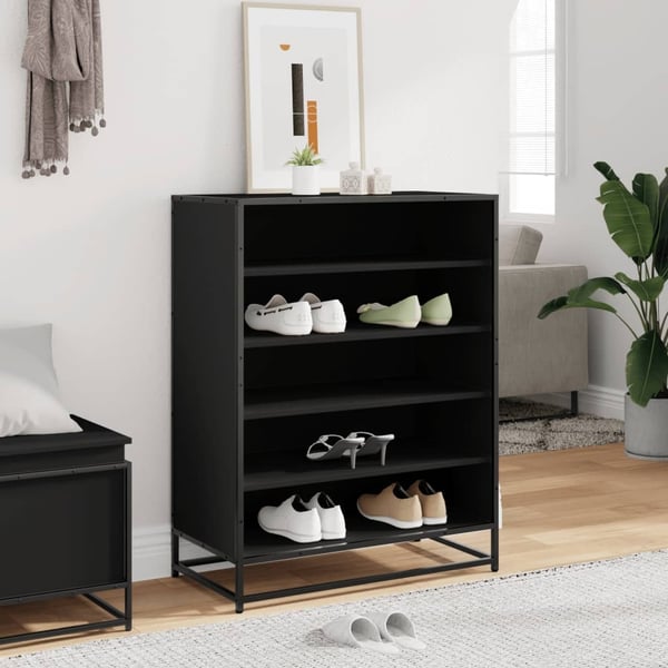 vidaXL Skoskap svart 75x38x97,5 cm konstruert tre og metall