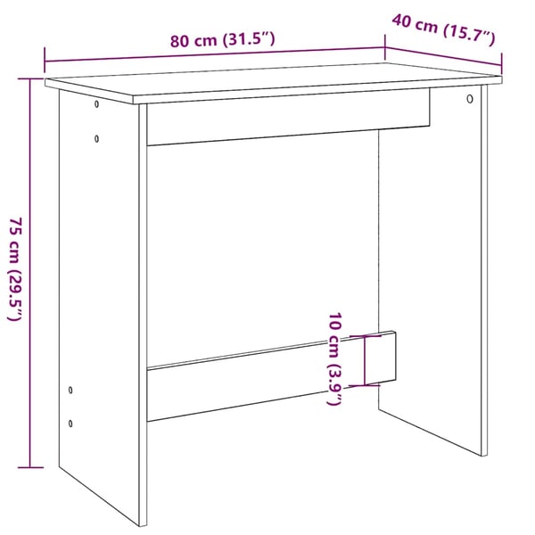 vidaXL skrivebord 80x40x75 cm konstrueret træ kunsteg