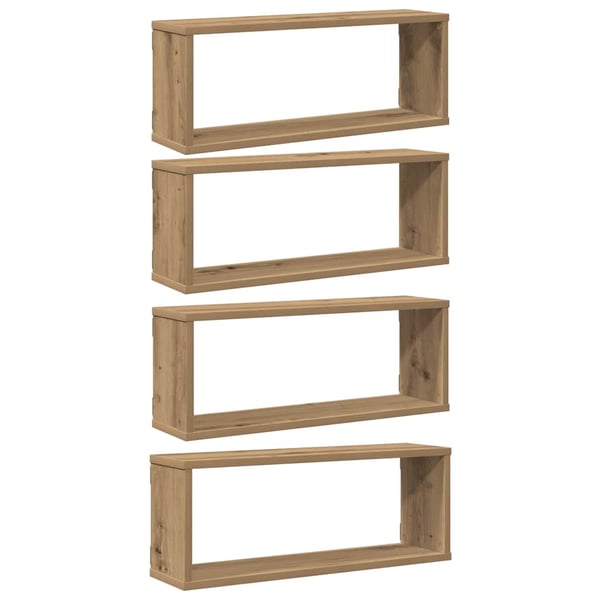 vidaXL Vegghyller kube 4 stk artisan eik 60x15x23 cm konstruert tre