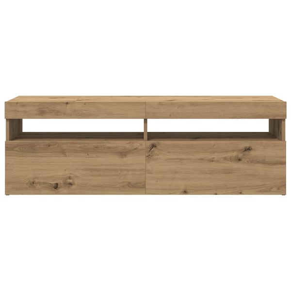 vidaXL TV-benk med LED-lys artisan eik 120x35x40 cm konstruert tre
