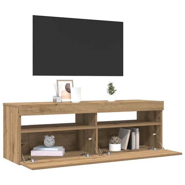 vidaXL TV-kaappi LED-valoilla käsityöläinen tammi 120x35x40 cm