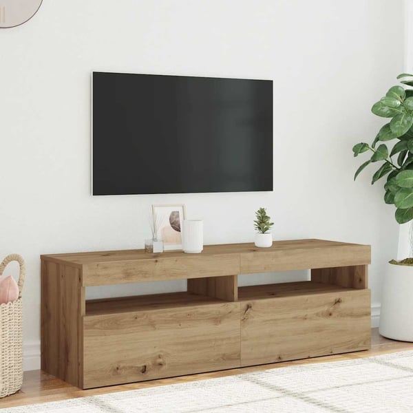 vidaXL TV-benk med LED-lys artisan eik 120x35x40 cm konstruert tre