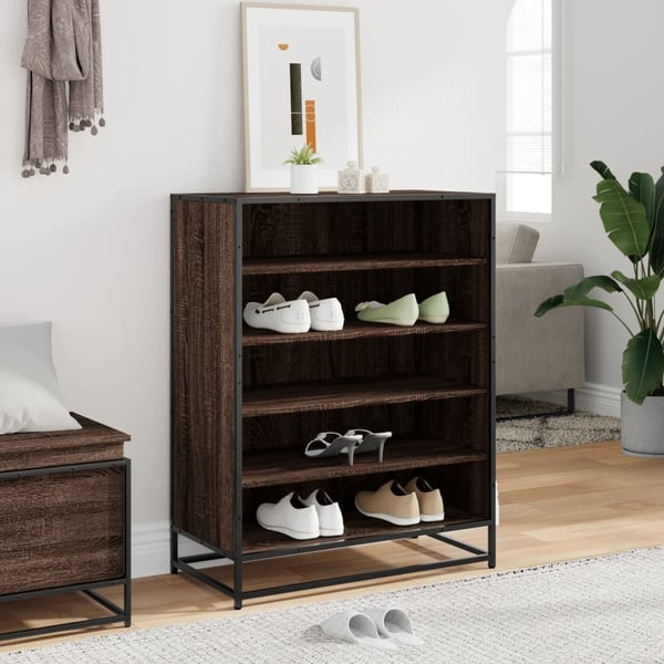 vidaXL Skoskap brun eik 75x38x97,5 cm konstruert tre og metall